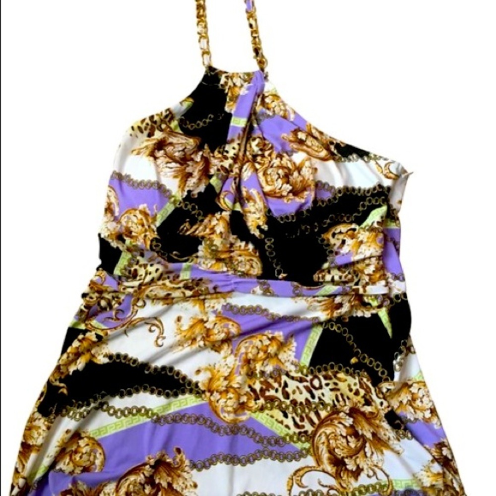 Cache Purple Chain Medallion Halter Euc - image 4